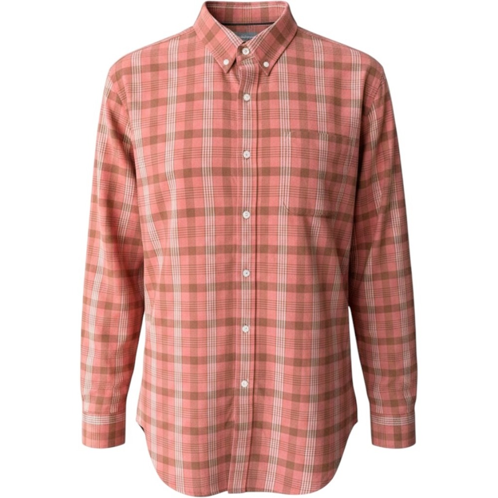 LL Bean Signature Slim Fit Plaid Button Down Shirt Mens XL Rose Brown